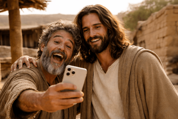 Jesus and Peter selfie - generated with AI.